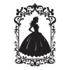 princess-in-a-magnificent-dress-in-a-retro-frame-silhouette-white-background-vector